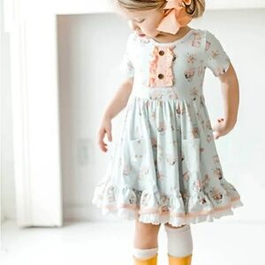 Girl's Honey Bunny Blue Eyelet Twirl Dress new with tags!
